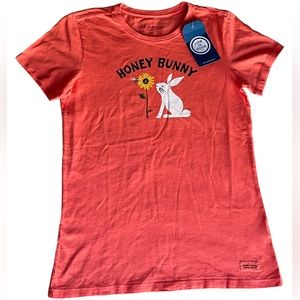 Life Is Good Women’s Size Medium Honey Bunny Short Sleeve T-shirt Coral New✨